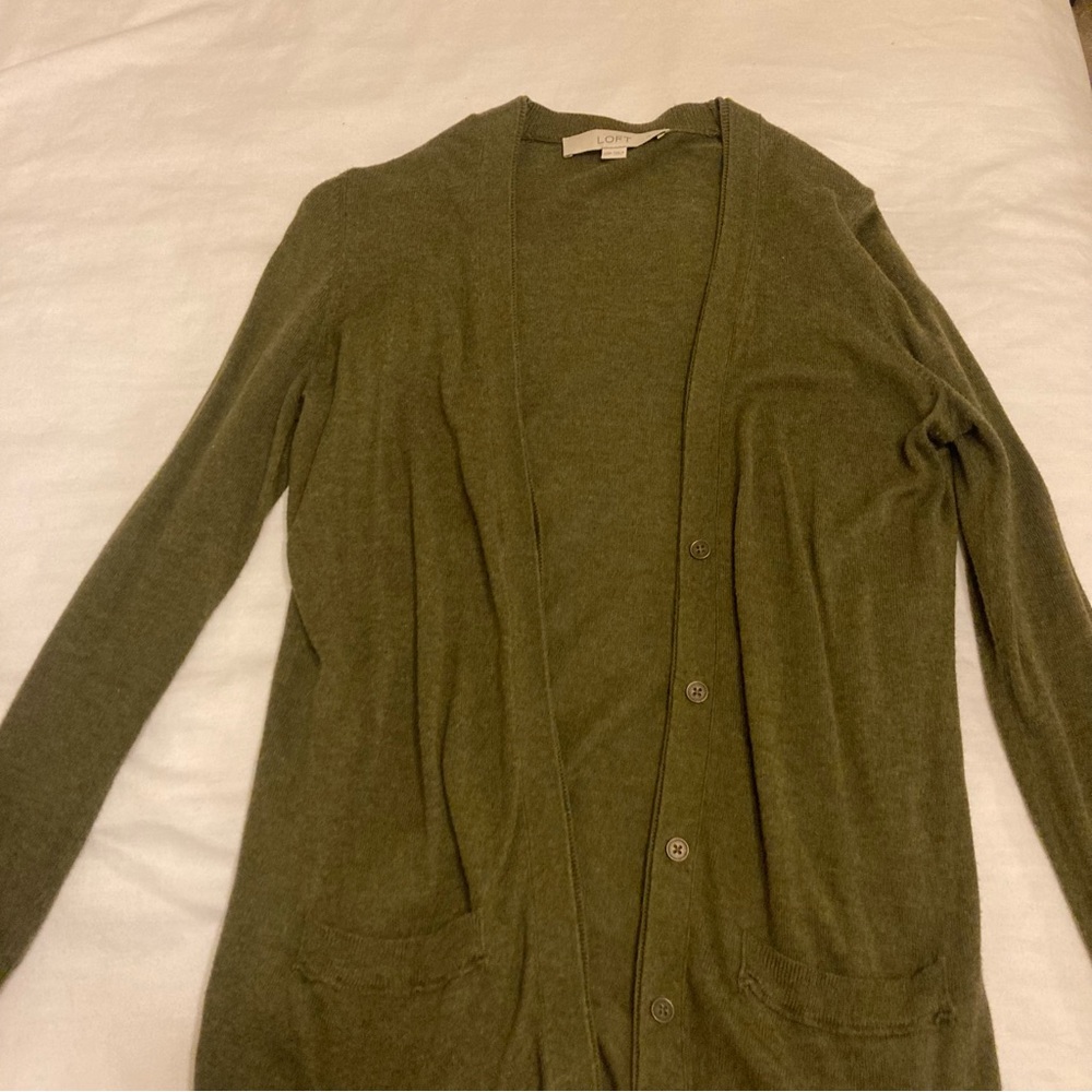 Loft olive green cardigan xxsp